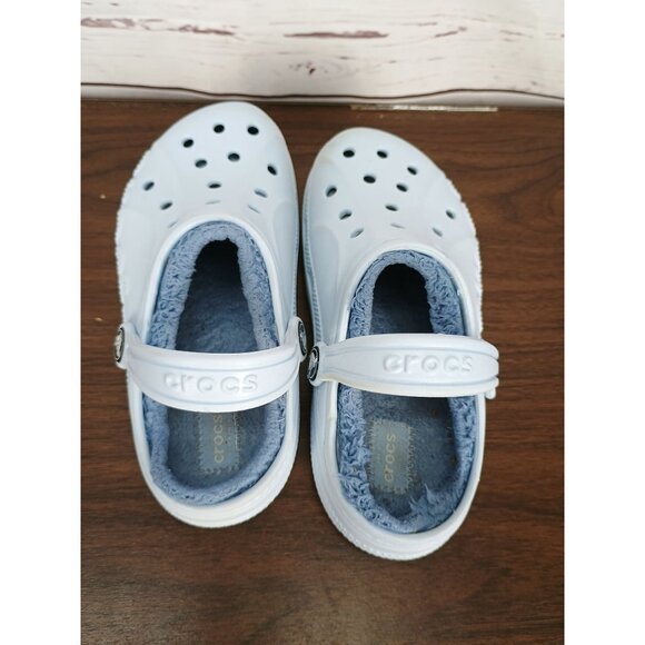 Kids Crocs Classic Clogs J1 light Blue Winter Lined Slip-On Comfortable Shoes - Picture 7 of 7